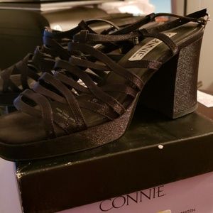 Satin finish HAPPY HOUR Black strappy heels  7.5